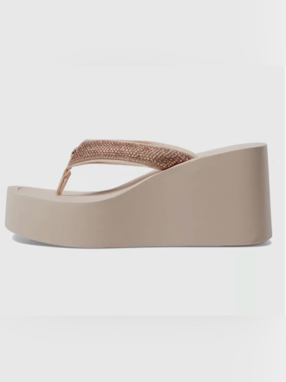 Michael Kors rose gold Platform Wedge Flip Flops with Sparkle Straps - Picture 2 of 6